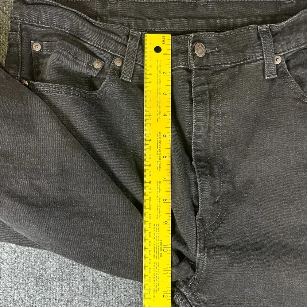 Levi's 505‎ Jeans Mens 38x28 Black Dark Wash Denim Cotton Mid Rise Straight Leg